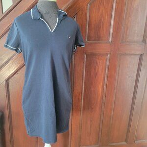 Tommy Hilfiger Womens Navy Blue Polo Dress Size L Cotton Blend Casual